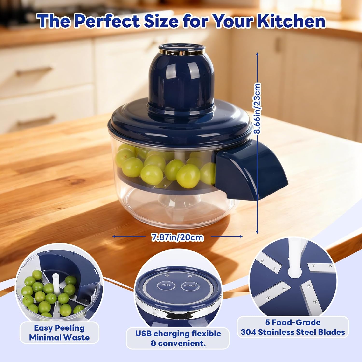 Automatic Electric Grape & Garlic Peeler – Blue