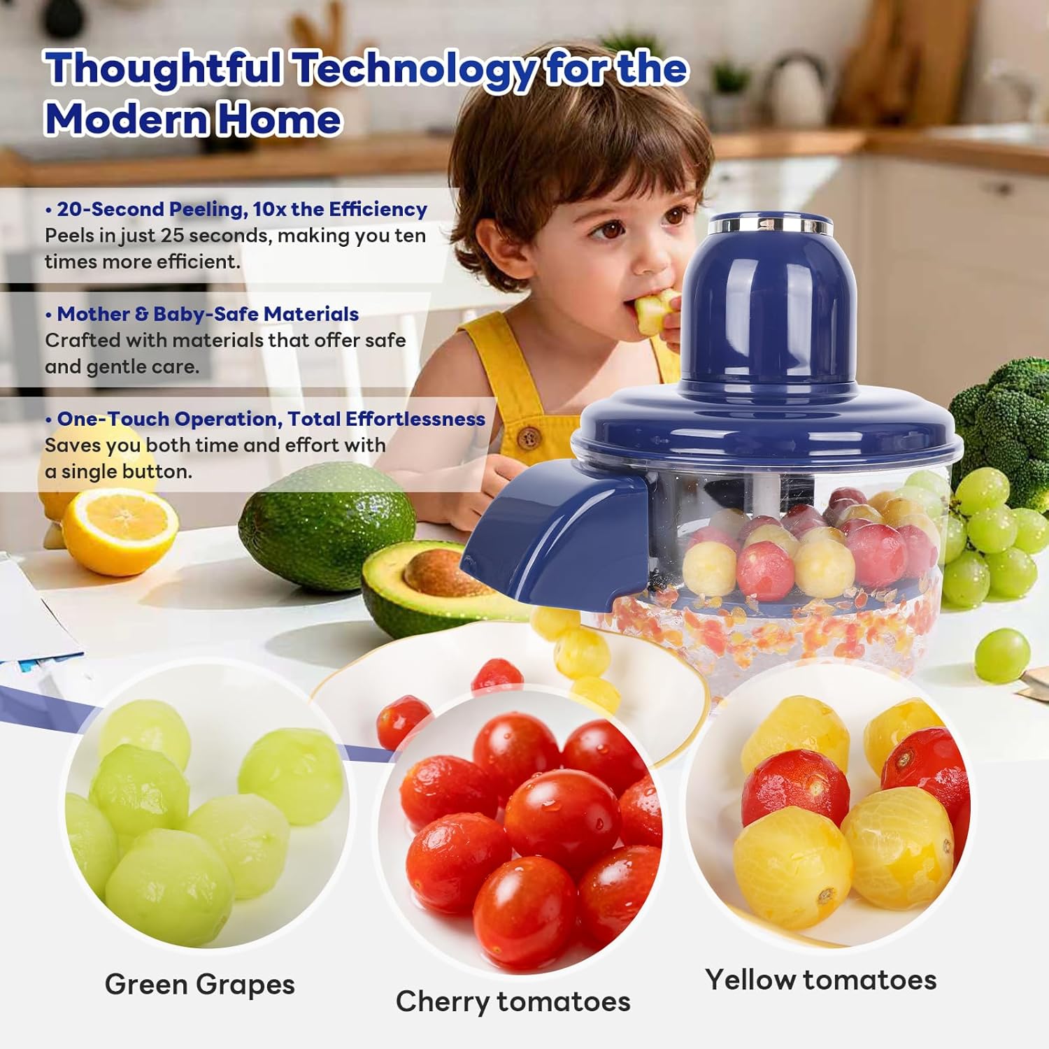 Automatic Electric Grape & Garlic Peeler – Blue
