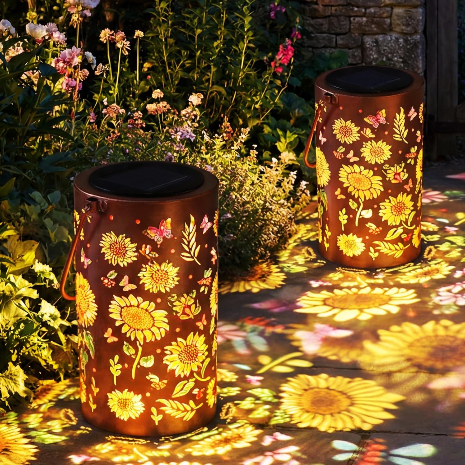 Solar Sunflower Lights 2-Pack – Color Changing Outdoor Decor