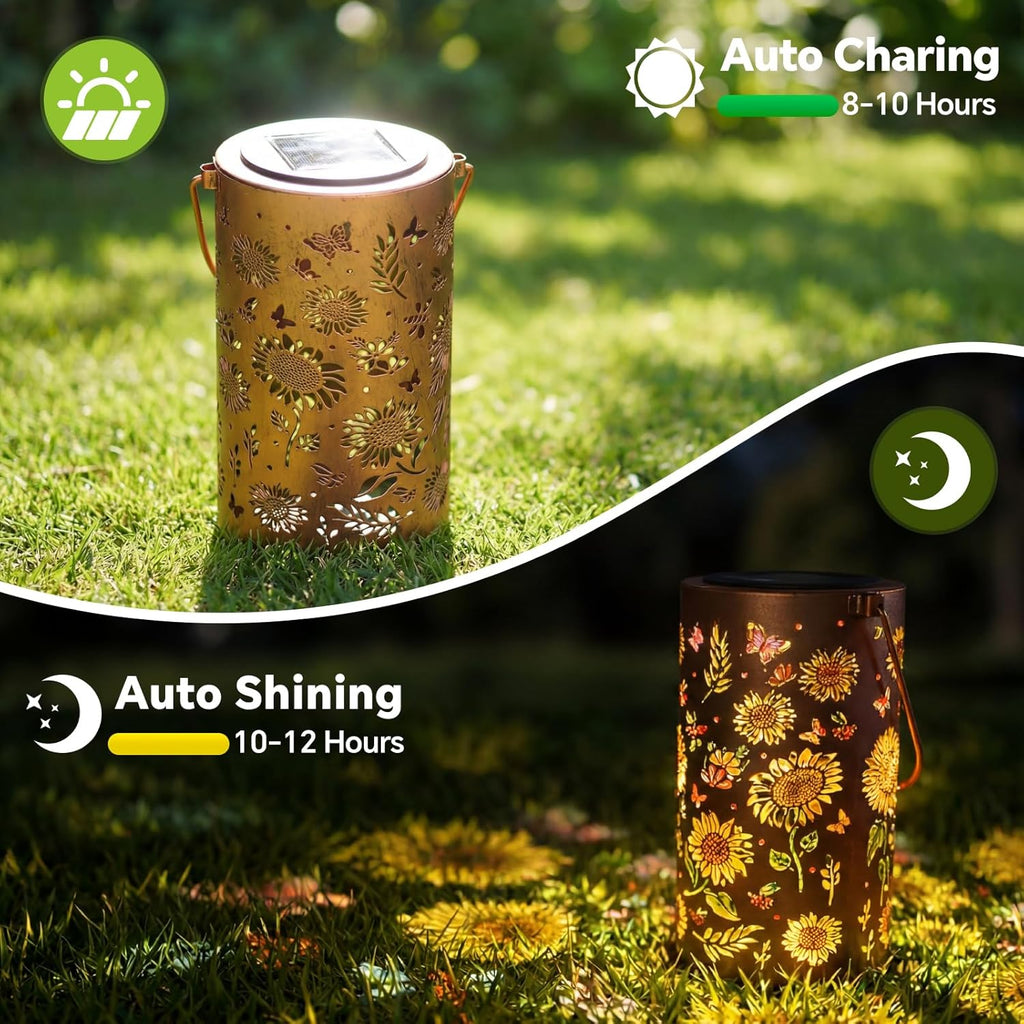 Solar Sunflower Lights 2-Pack – Color Changing Outdoor Decor