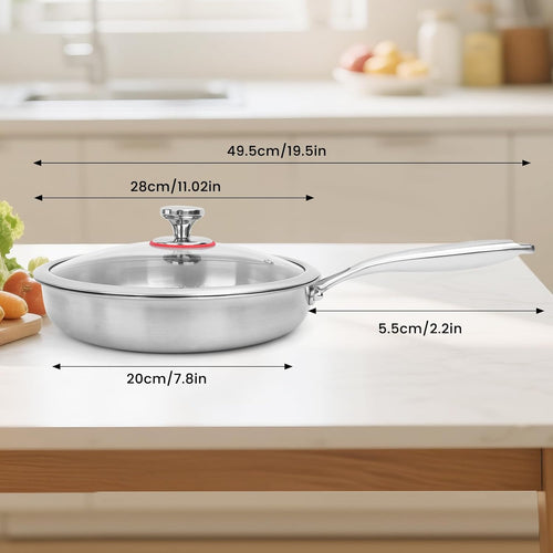 11" Titanium Nonstick Frying Pan with Lid – Scratch-Resistant Cookware