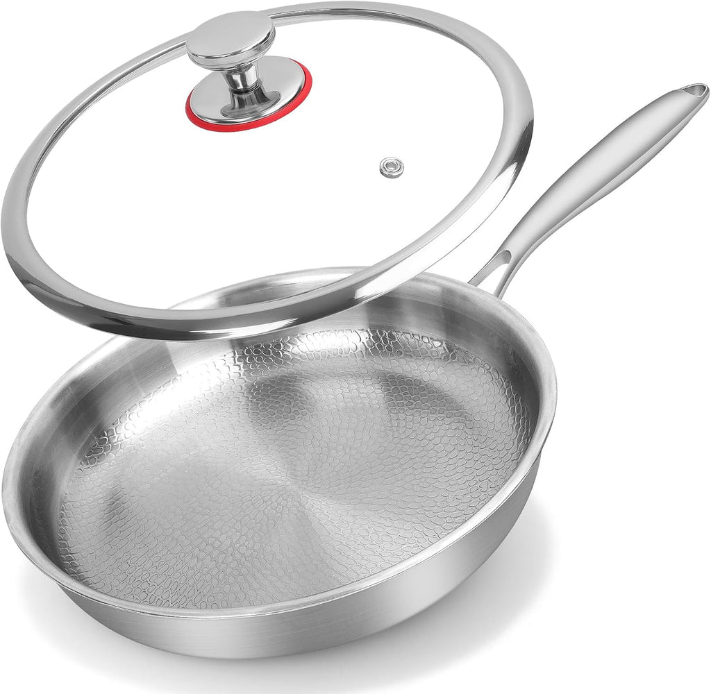 11" Titanium Nonstick Frying Pan with Lid – Scratch-Resistant Cookware