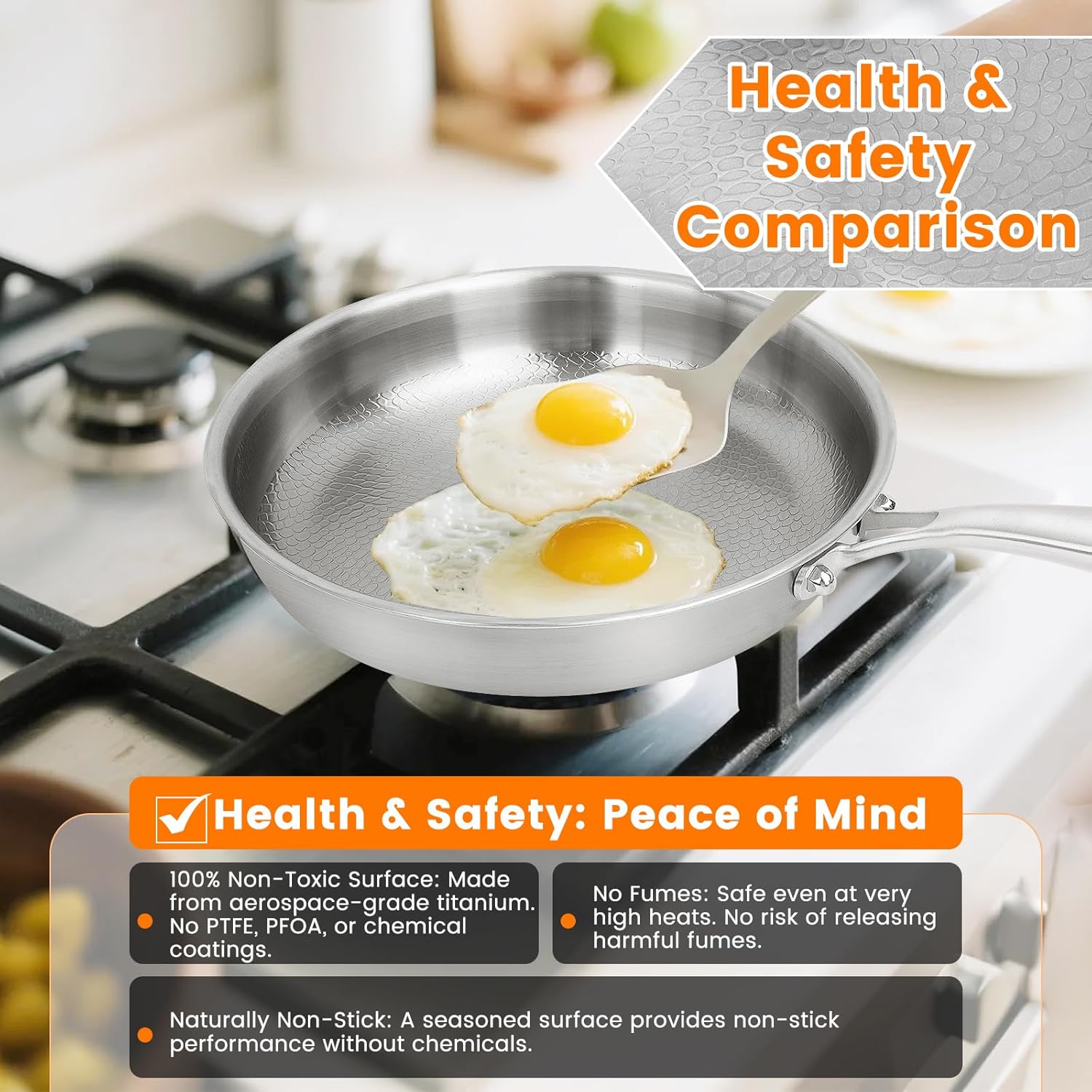 11" Titanium Nonstick Frying Pan with Lid – Scratch-Resistant Cookware
