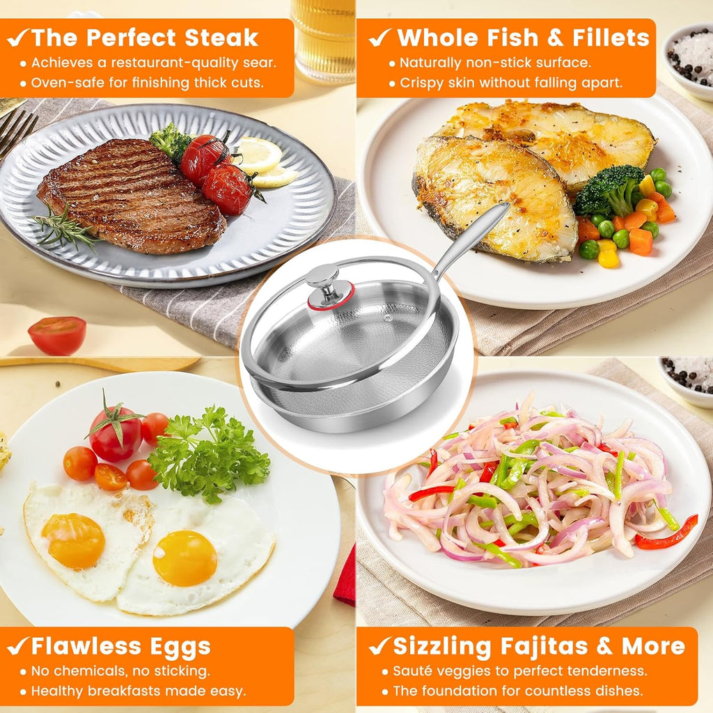 11" Titanium Nonstick Frying Pan with Lid – Scratch-Resistant Cookware