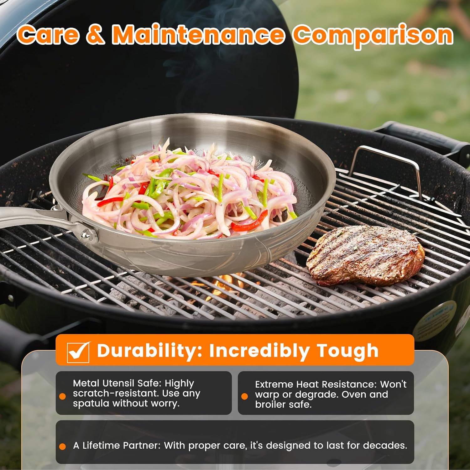 11" Titanium Nonstick Frying Pan with Lid – Scratch-Resistant Cookware